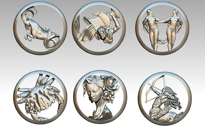 Lot of 6pcs zodiac models 3D print model