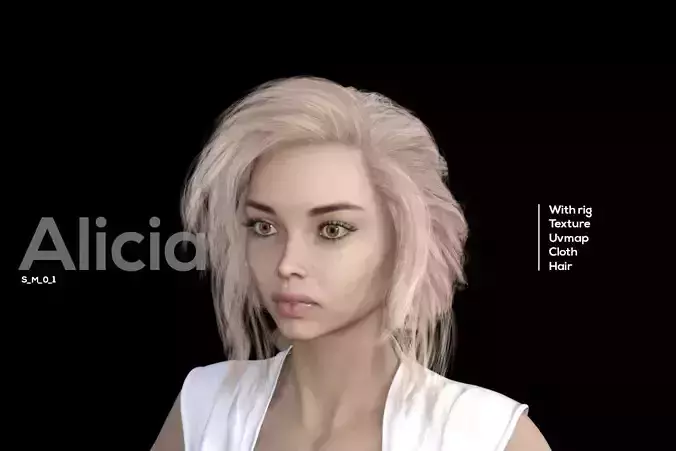 Alicia s m 0 1 woman in dress 3D model
