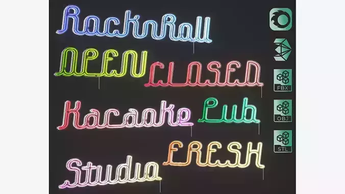Detailed Words Neon Banners set 03