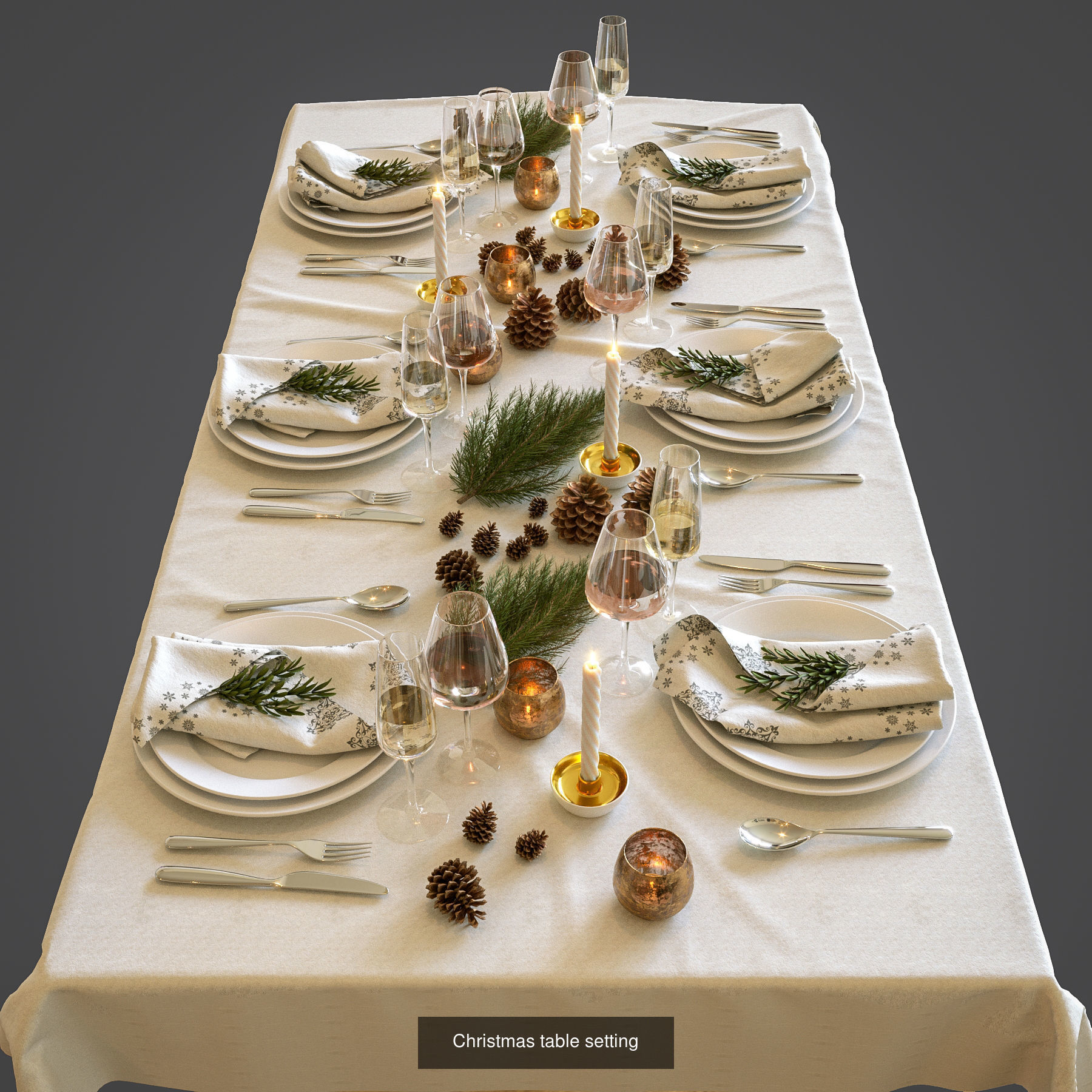 New Years table settings 3D Model Collection_1