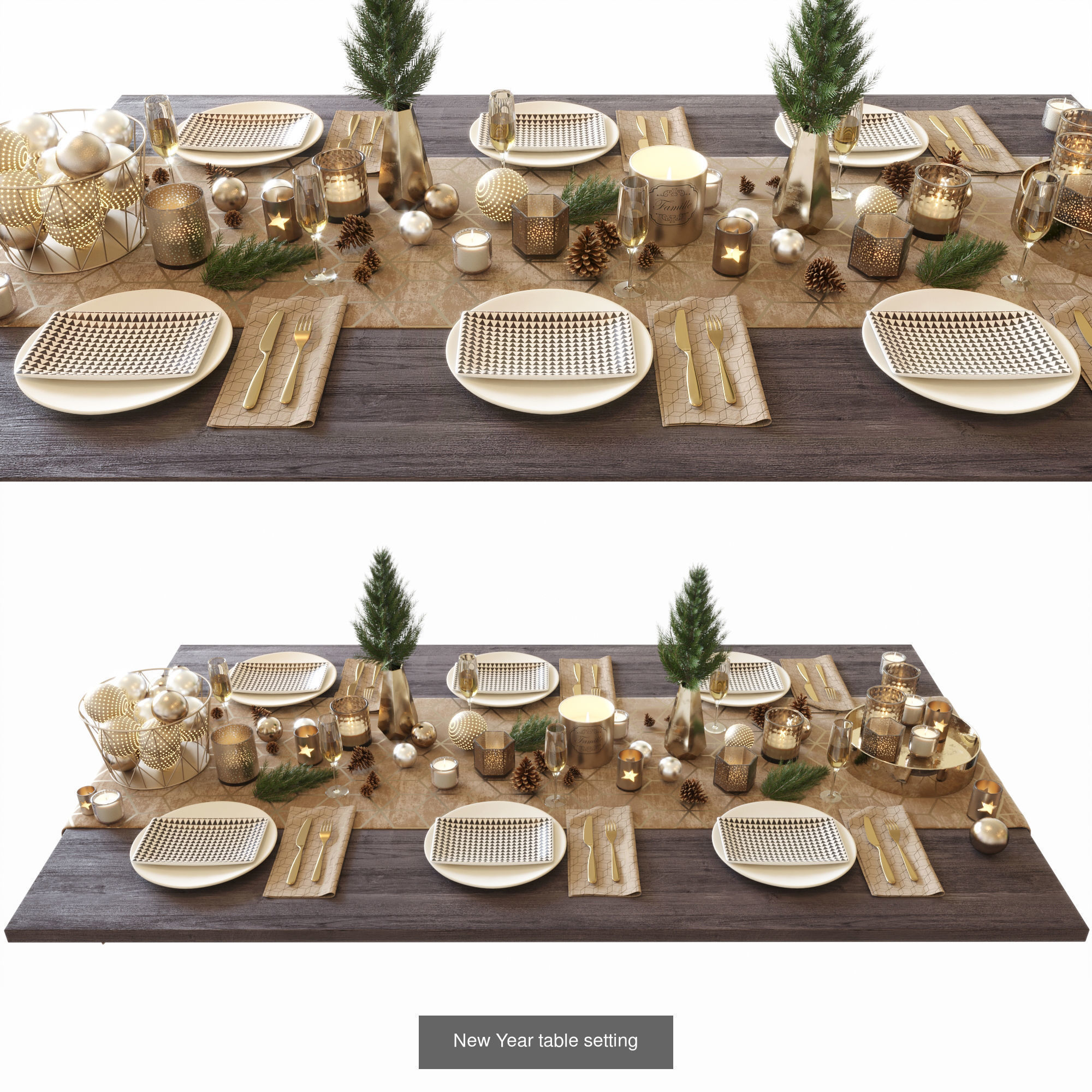 New Years table settings 3D Model Collection_2