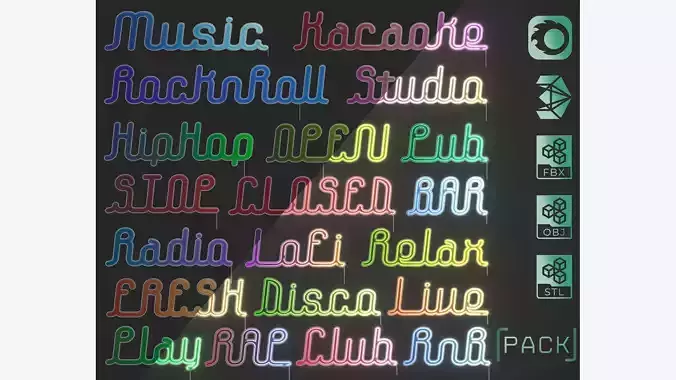 Detailed Words Neon Banners Nameplates PACK