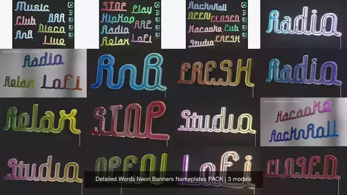 Detailed Words Neon Banners Nameplates PACK