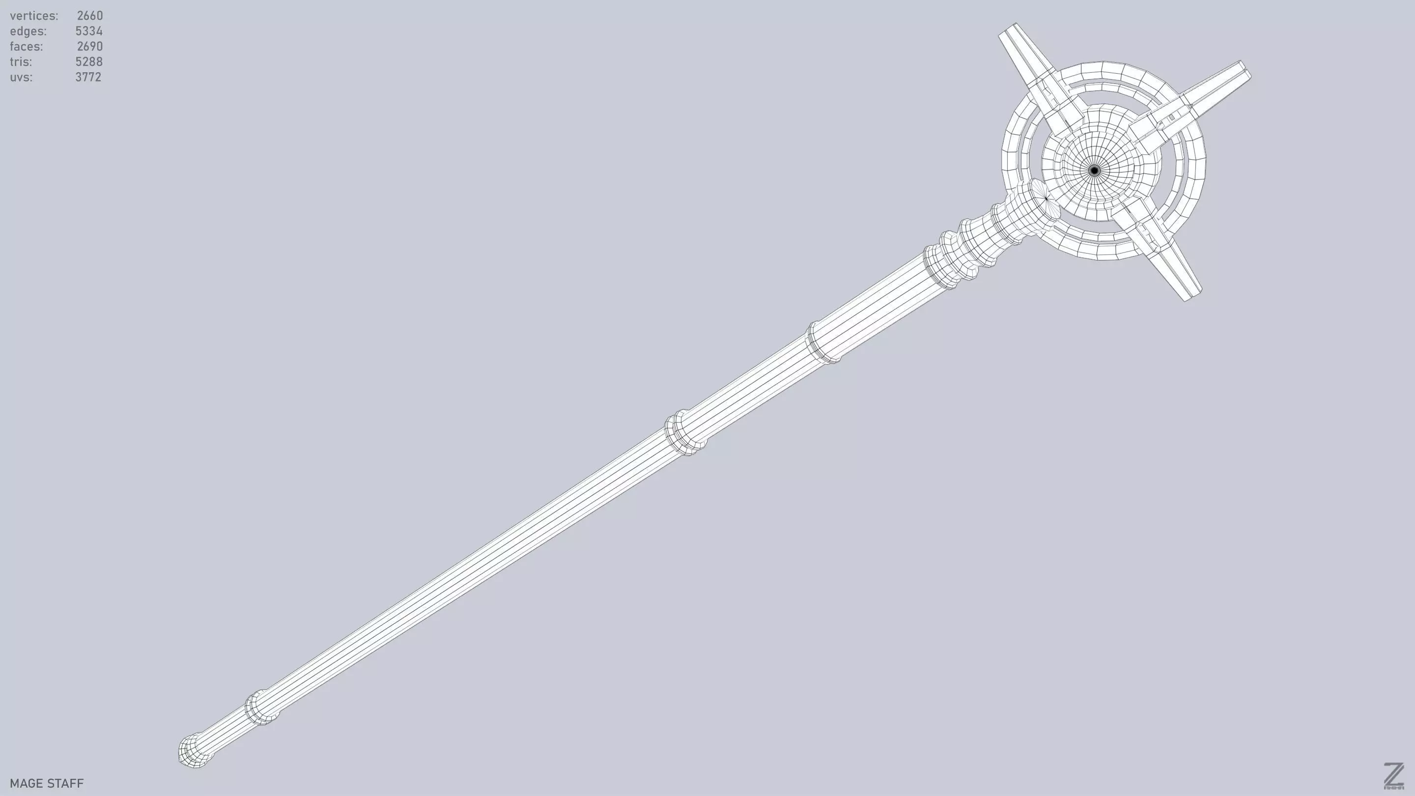 Mage staff  Low-poly 3D model_13