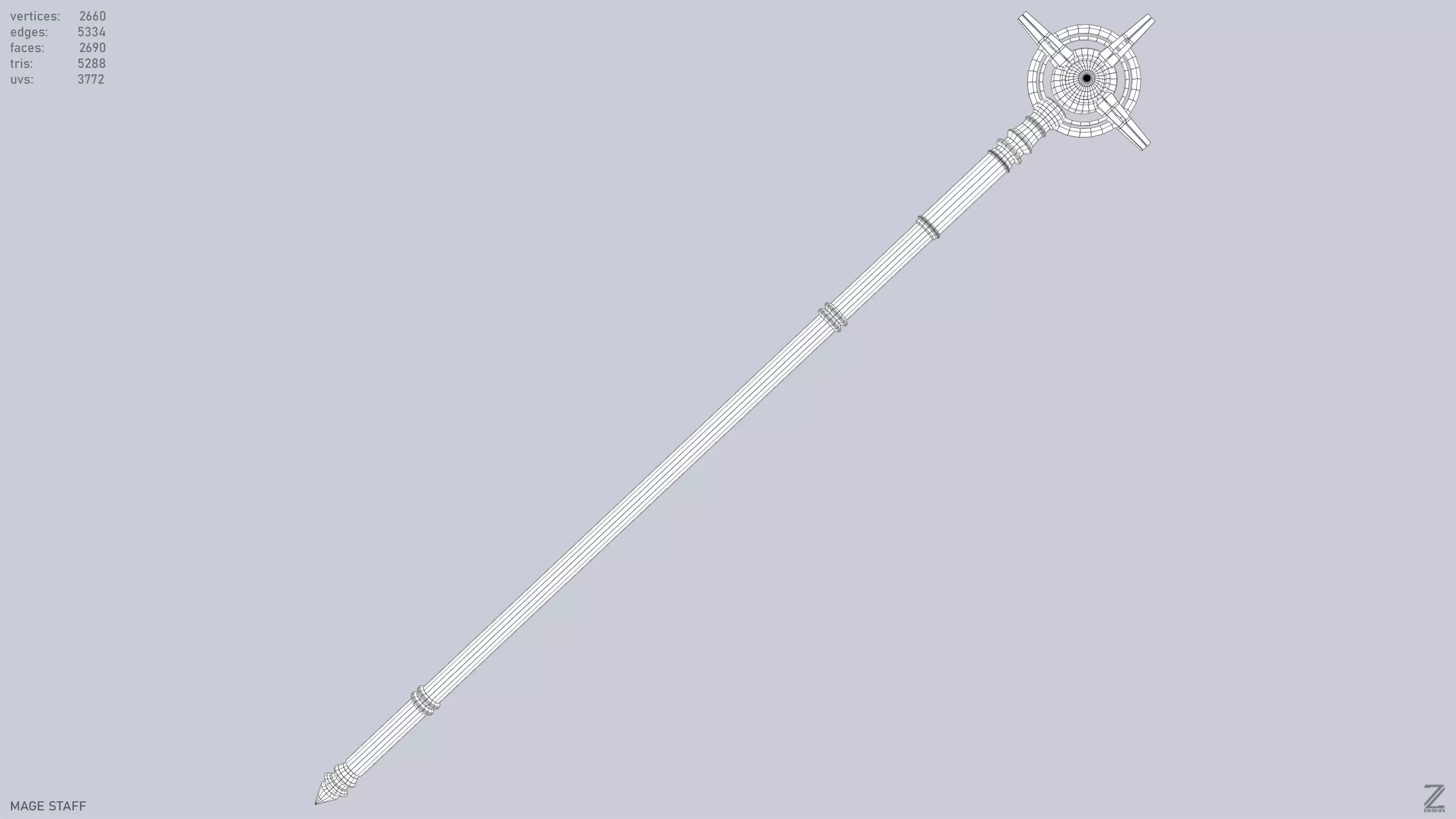 Mage staff  Low-poly 3D model_12