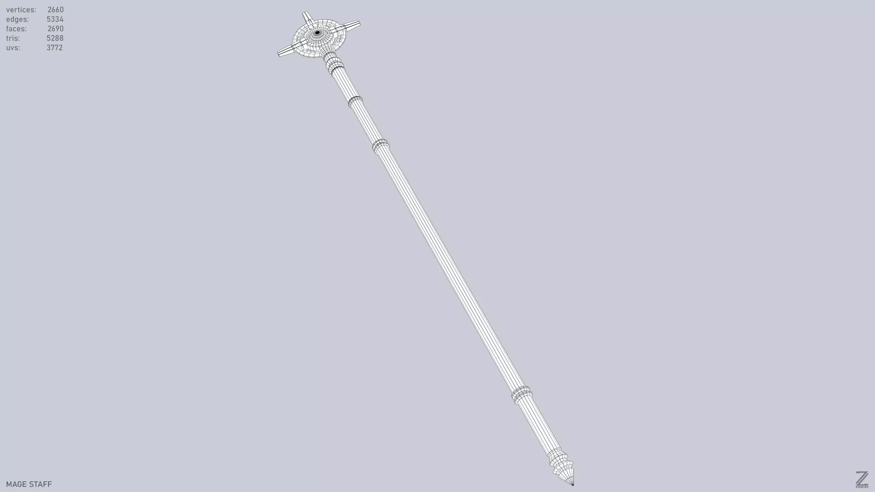 Mage staff  Low-poly 3D model_14