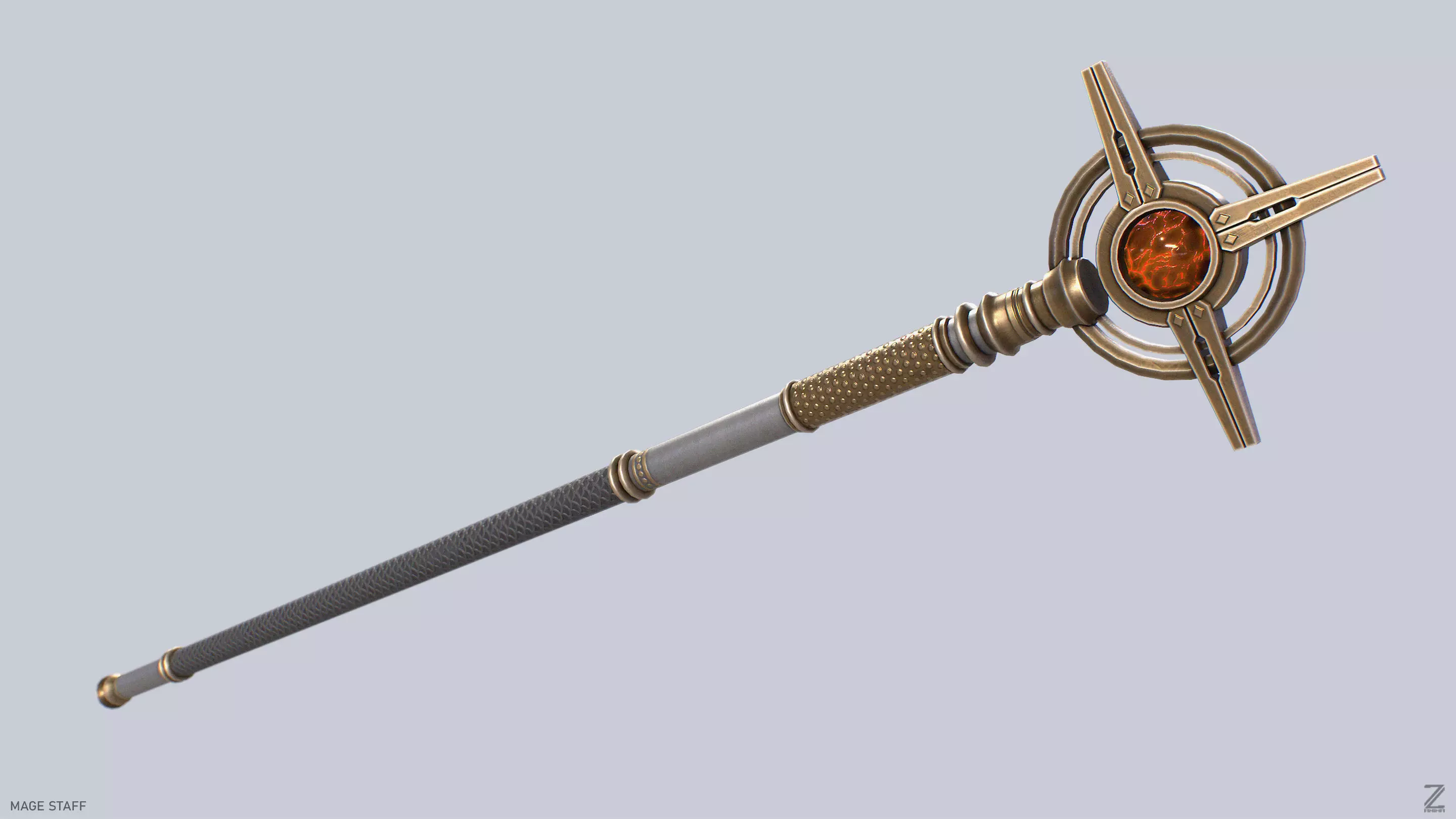 Mage staff  Low-poly 3D model_2