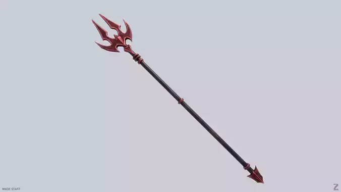 Mage staff  Low-poly 3D model