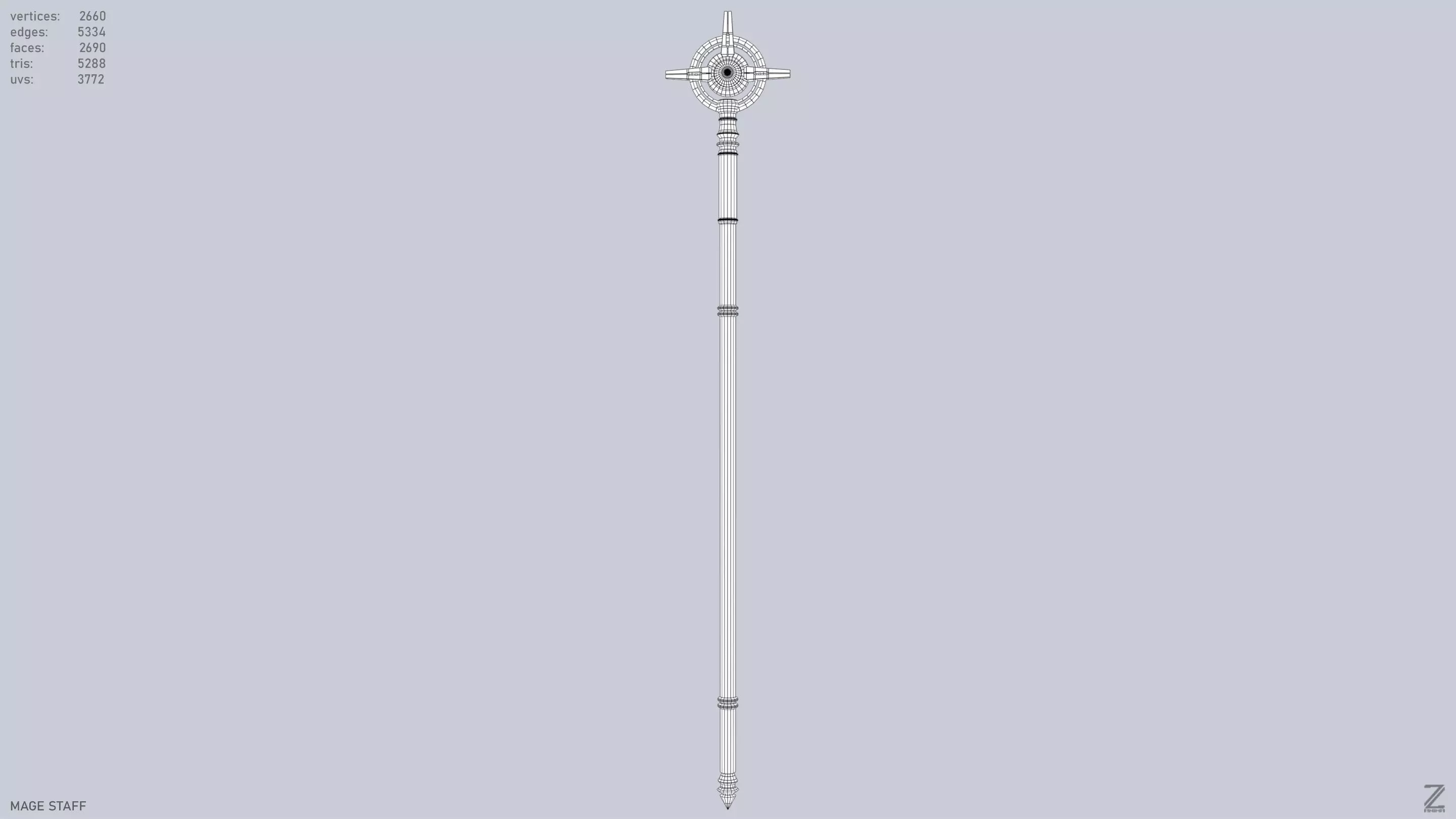 Mage staff  Low-poly 3D model_9