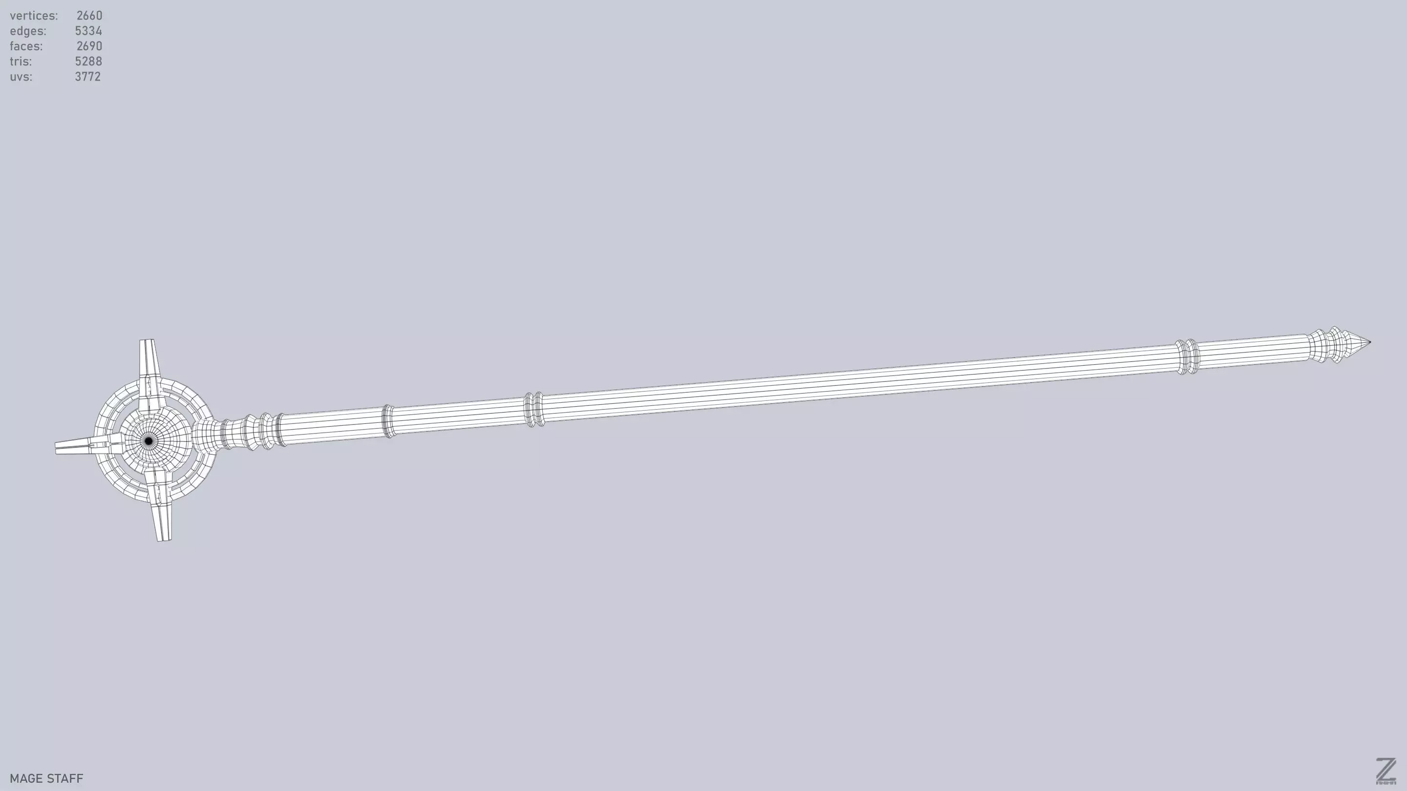 Mage staff  Low-poly 3D model_11