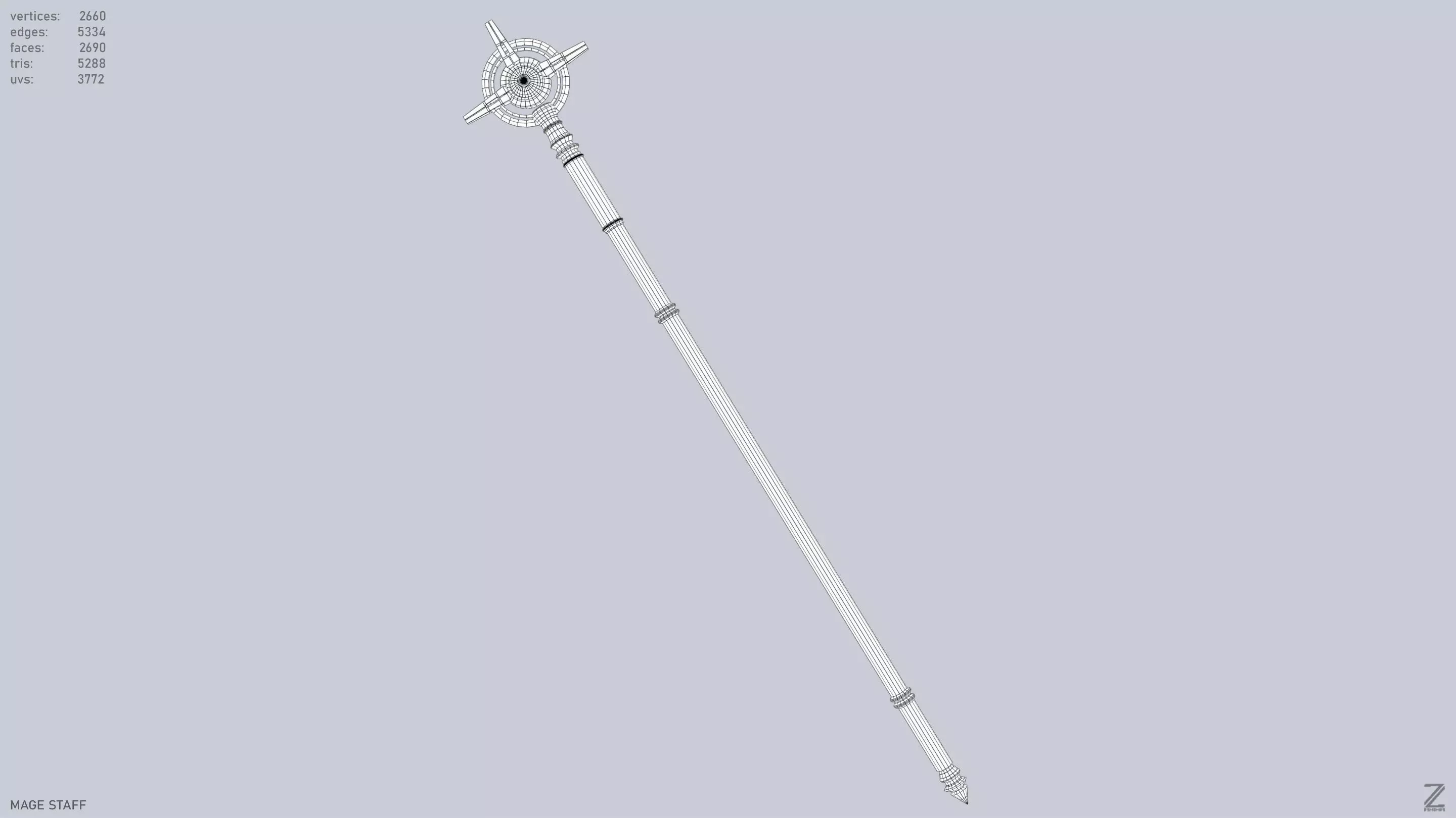 Mage staff  Low-poly 3D model_10