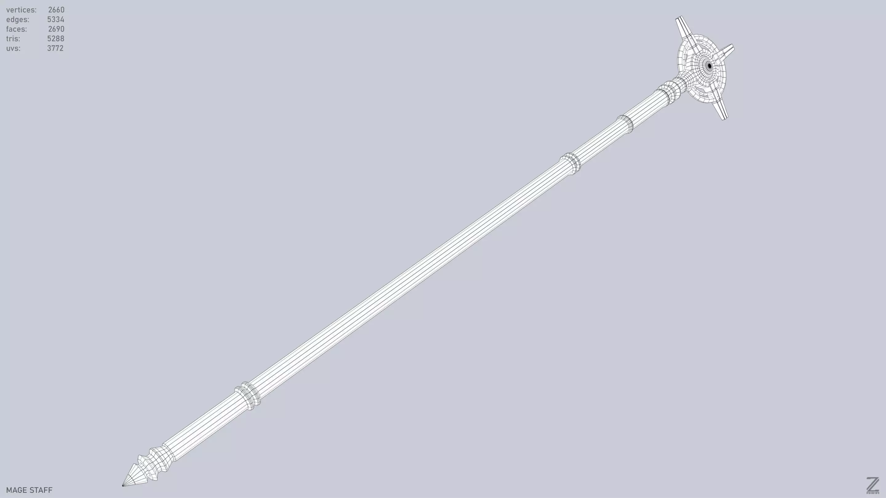 Mage staff  Low-poly 3D model_15