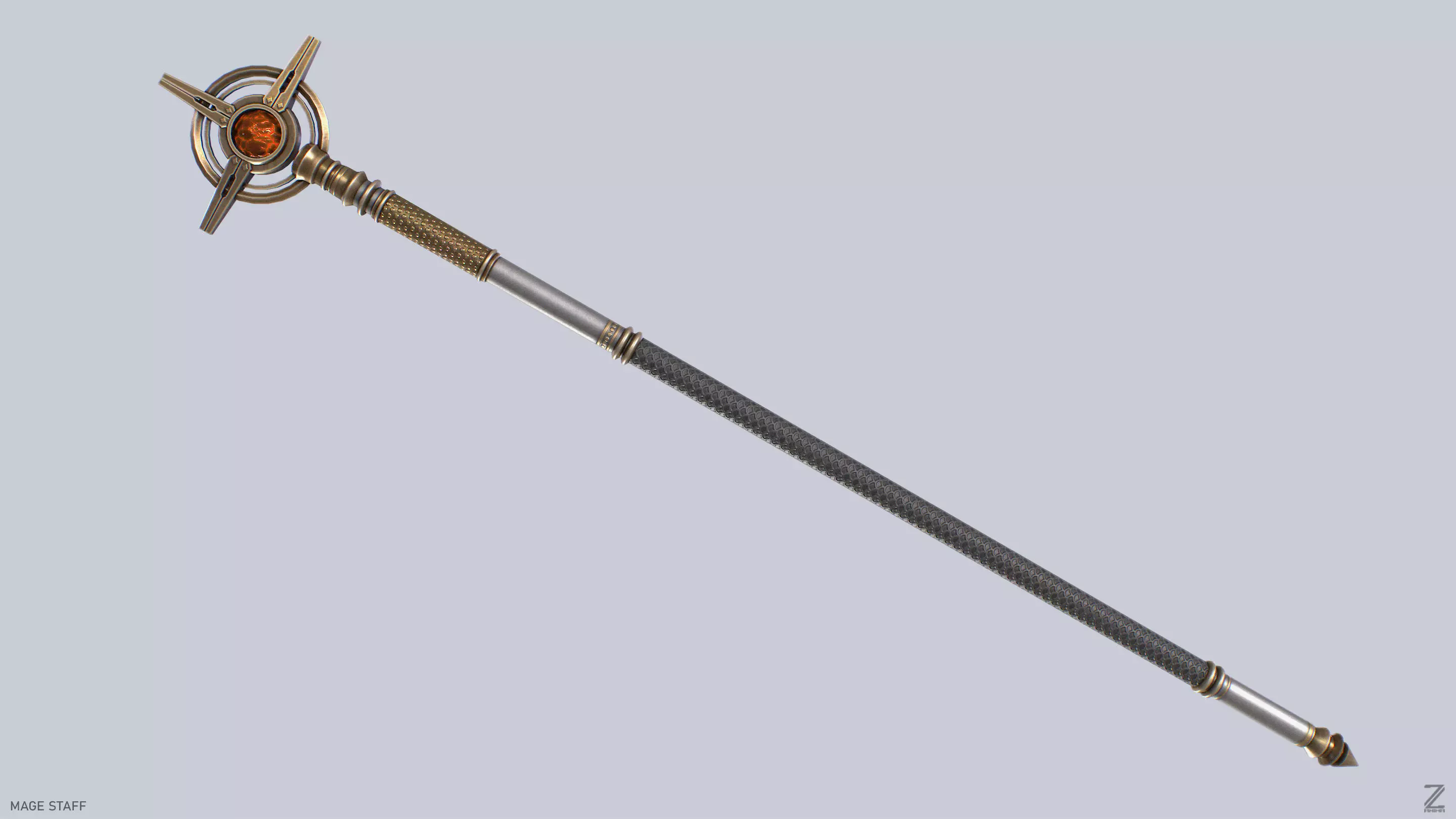 Mage staff  Low-poly 3D model_0