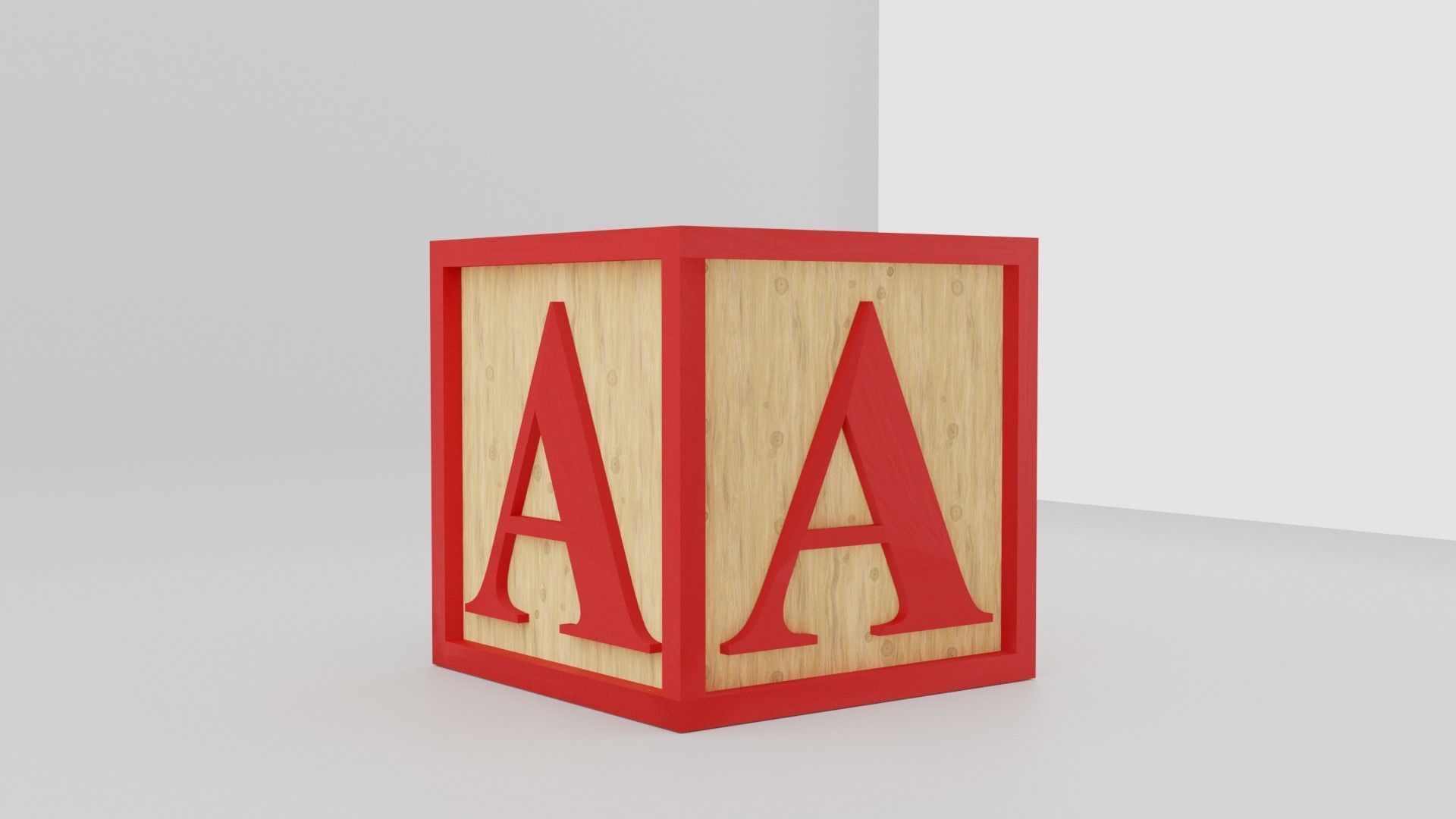 Kids Letter Block - A Letter 3D model_9