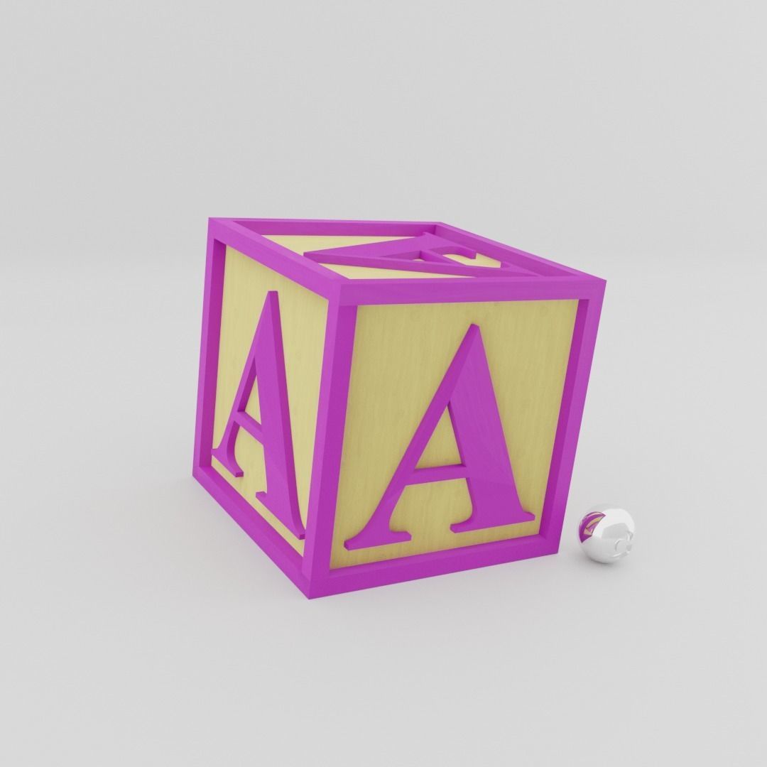 Kids Letter Block - A Letter 3D model_2