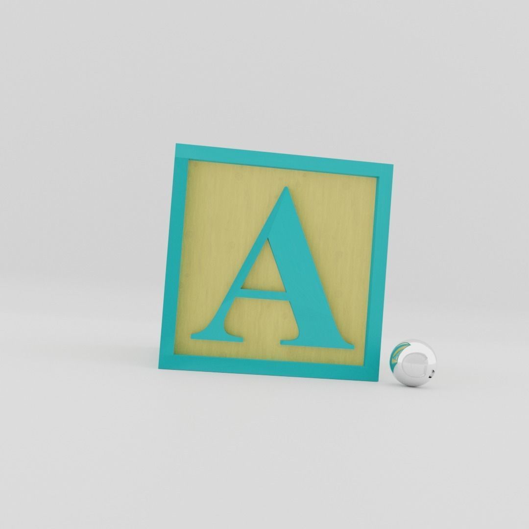 Kids Letter Block - A Letter 3D model_3