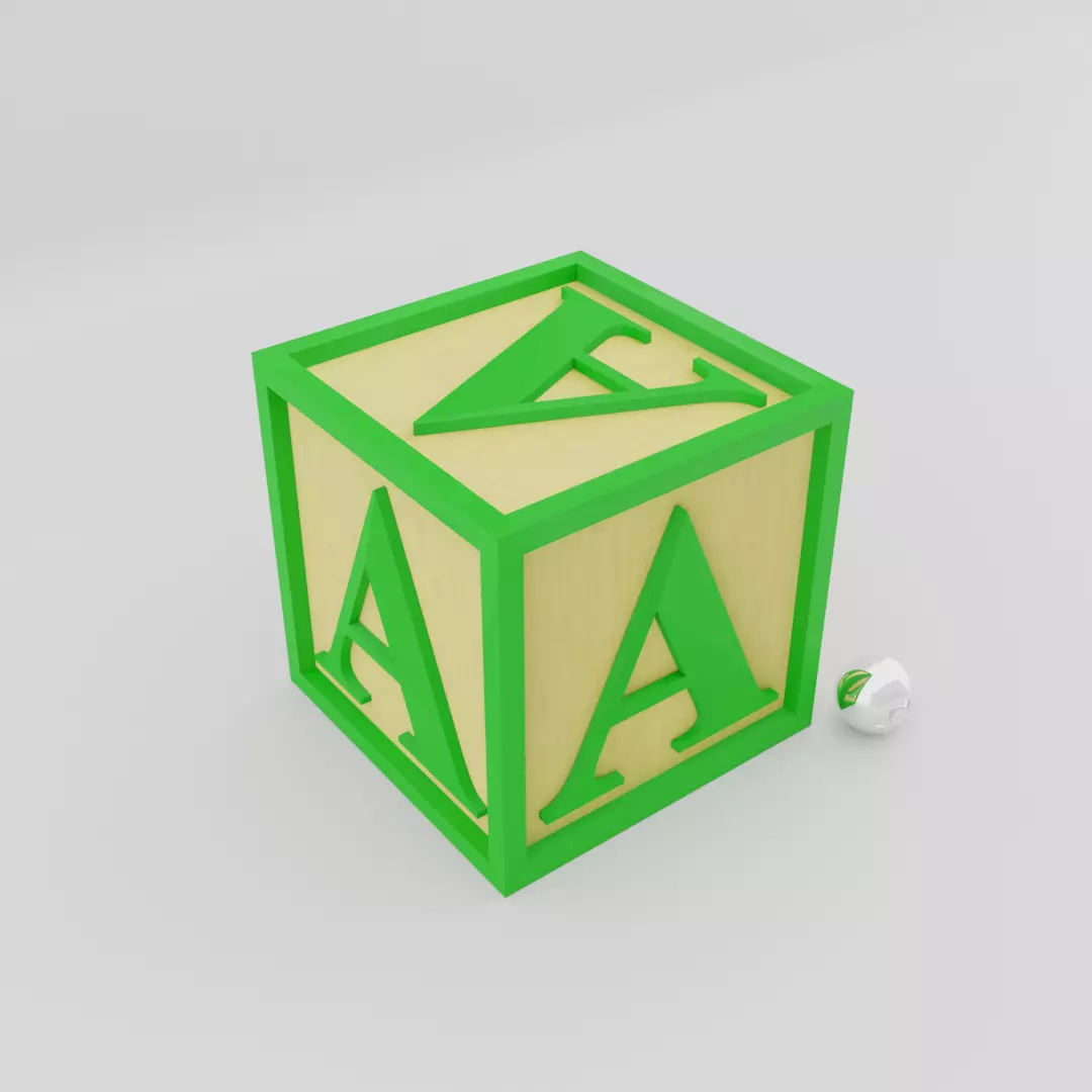 Kids Letter Block - A Letter 3D model_0