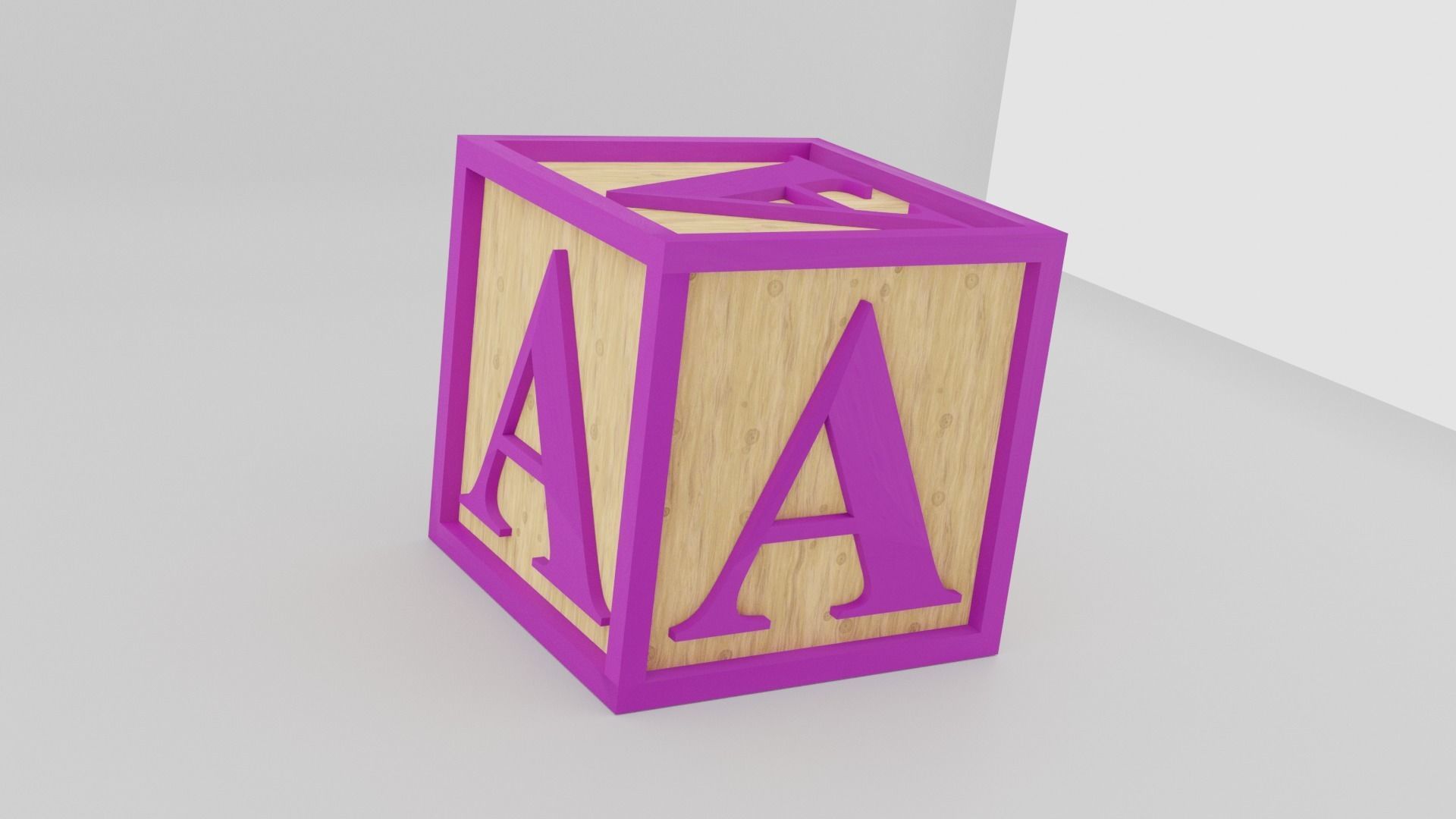 Kids Letter Block - A Letter 3D model_10