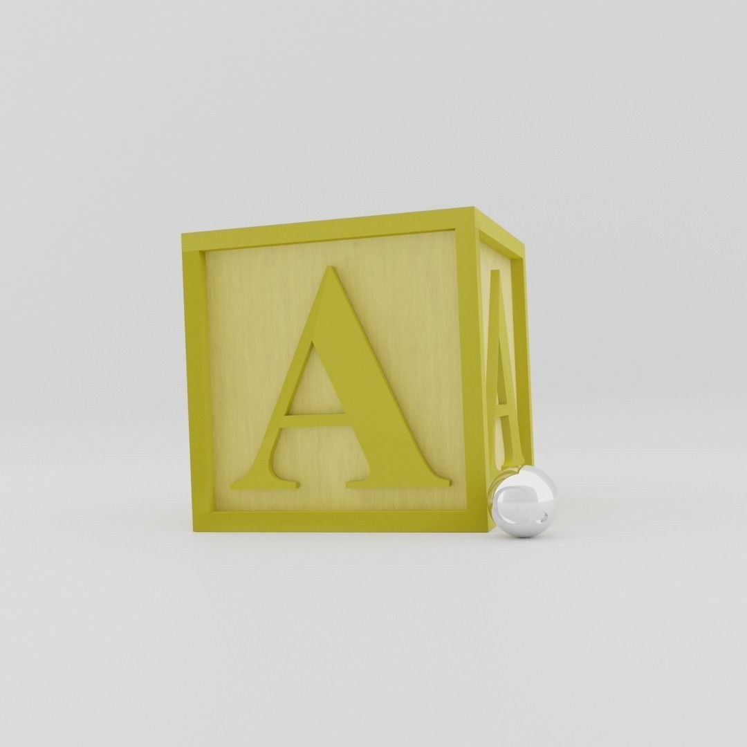 Kids Letter Block - A Letter 3D model_5