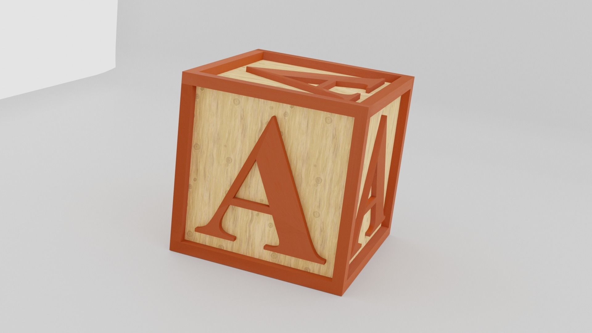 Kids Letter Block - A Letter 3D model_12