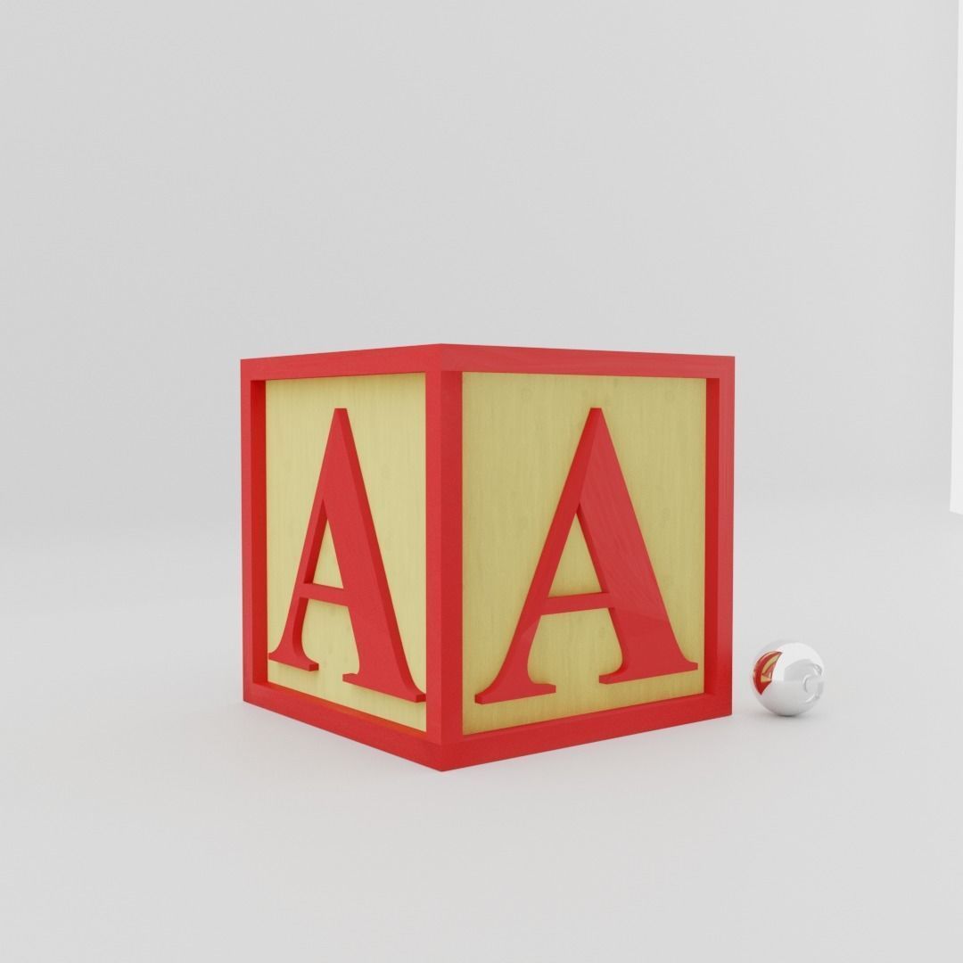 Kids Letter Block - A Letter 3D model_1