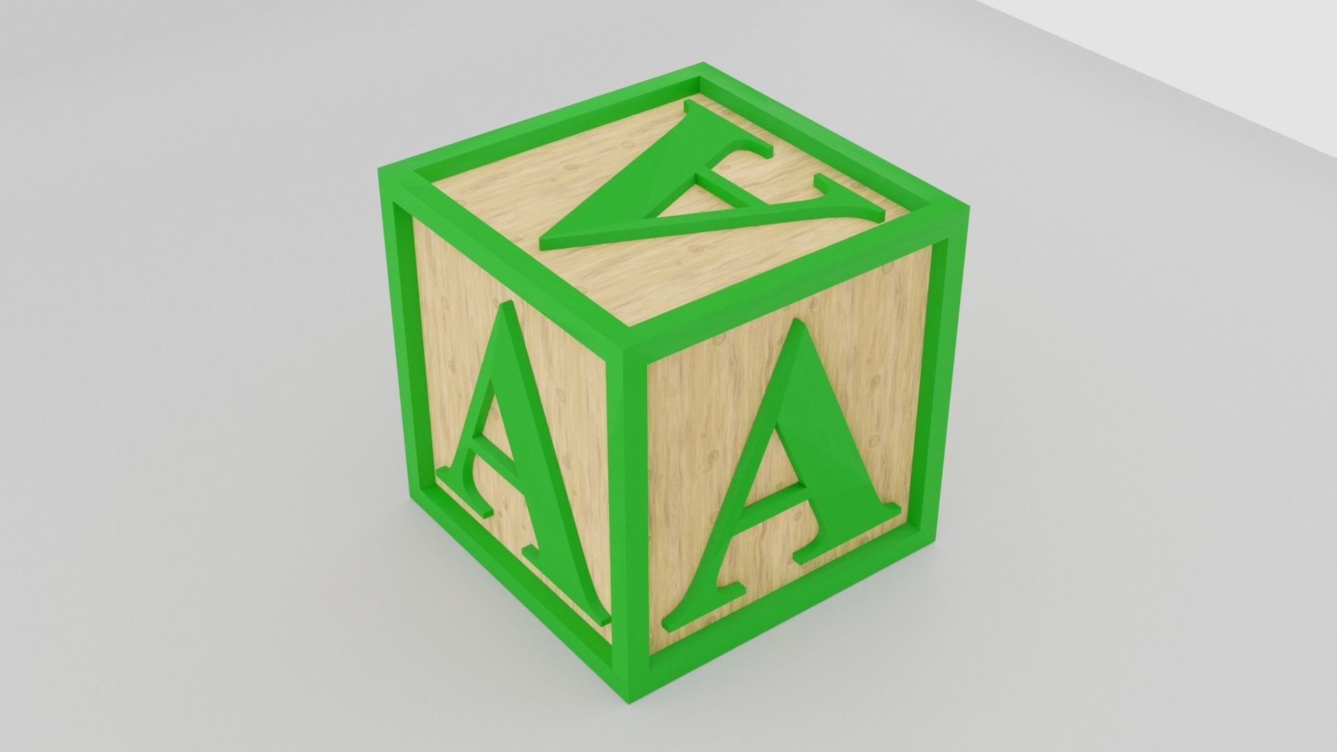 Kids Letter Block - A Letter 3D model_8