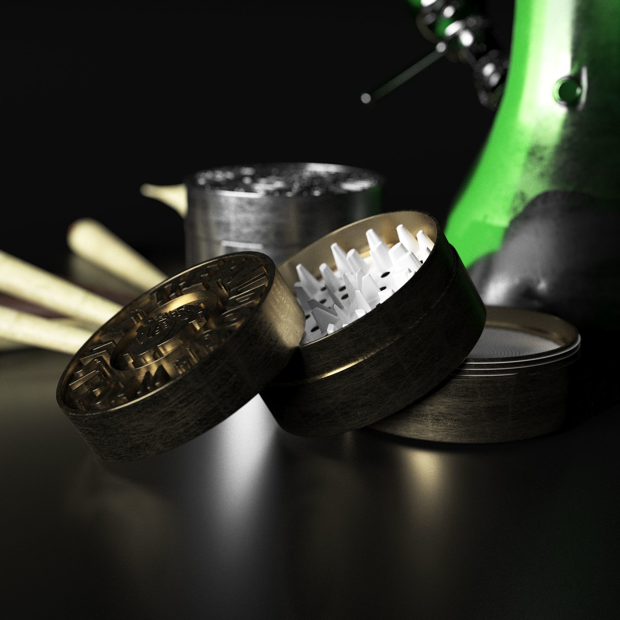 set smoke bong grinder weed 3D model_4