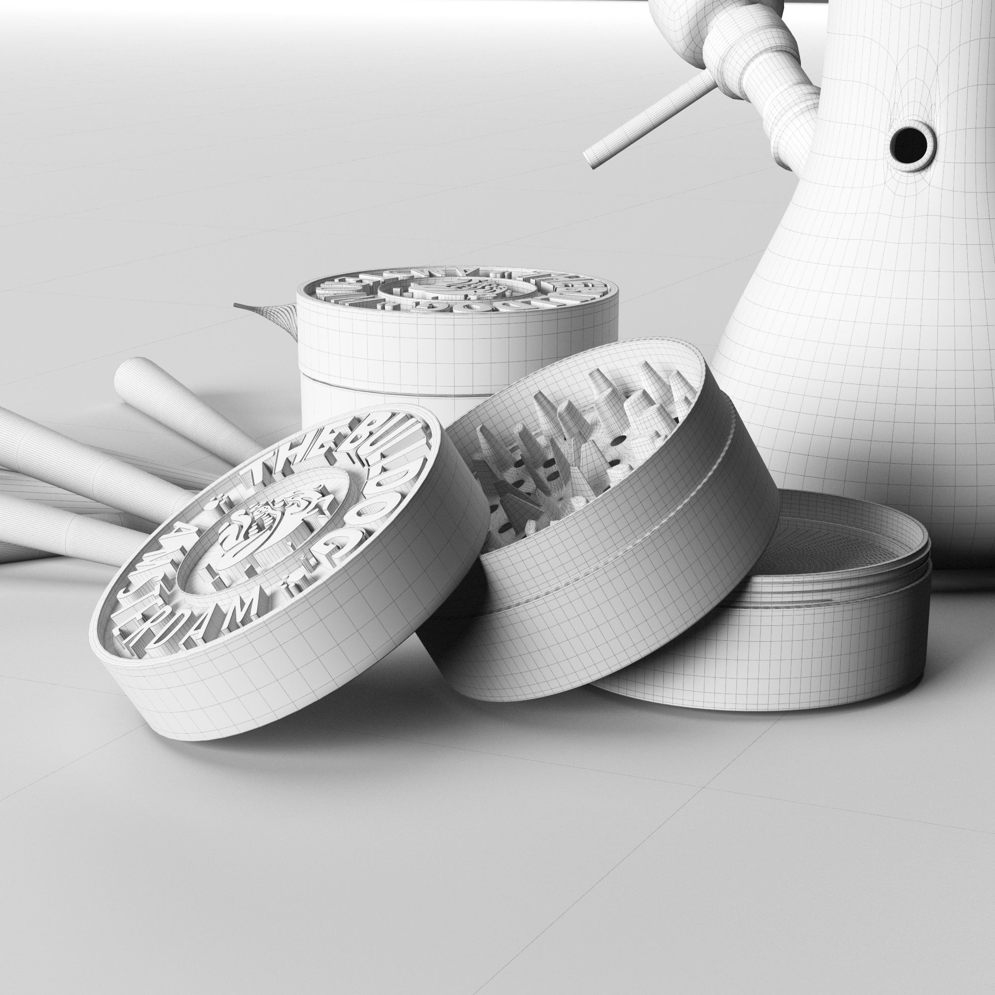 set smoke bong grinder weed 3D model_5