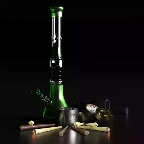 set smoke bong grinder weed 3D model