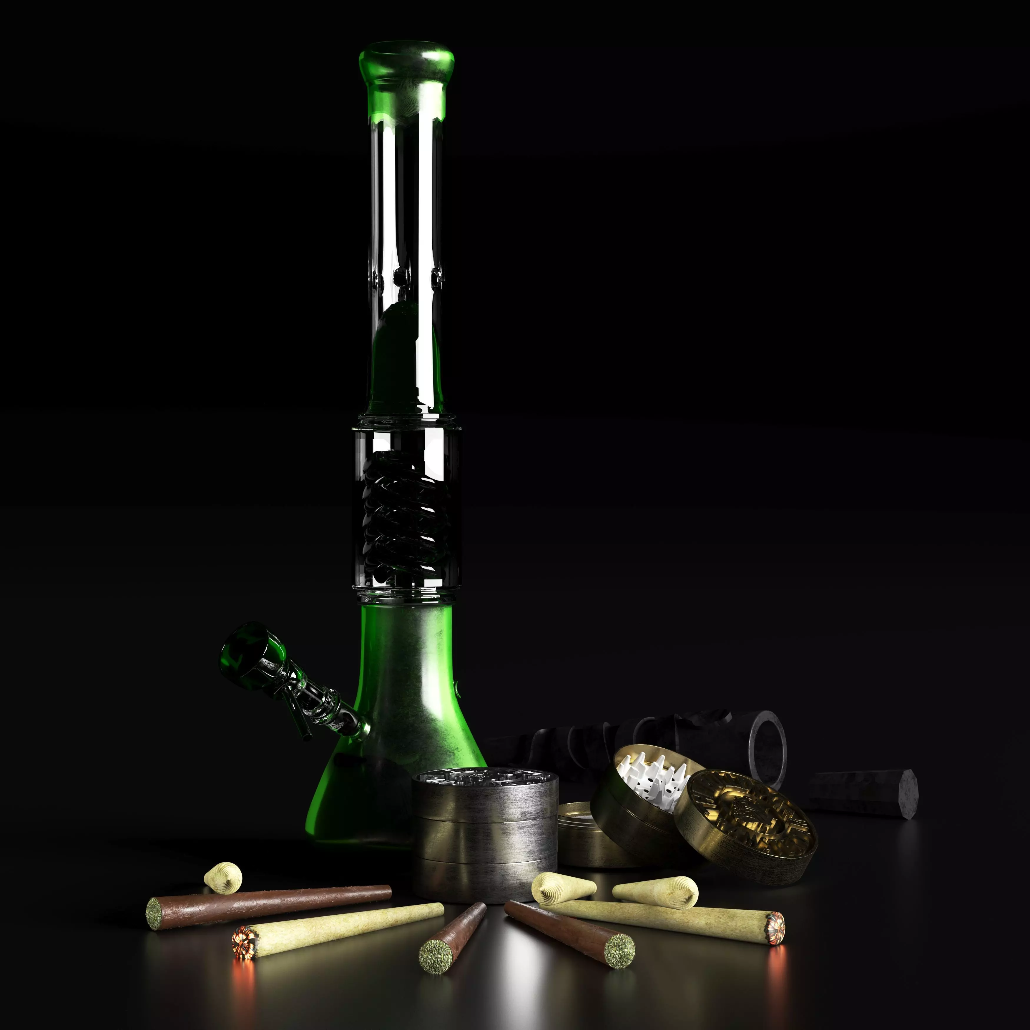 set smoke bong grinder weed 3D model_0