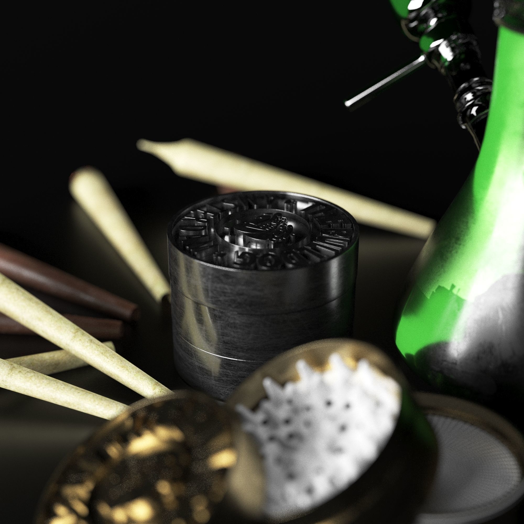 set smoke bong grinder weed 3D model_2