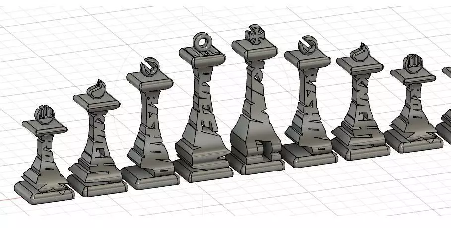 CHess Pieces - Name Shaped 3D model_0