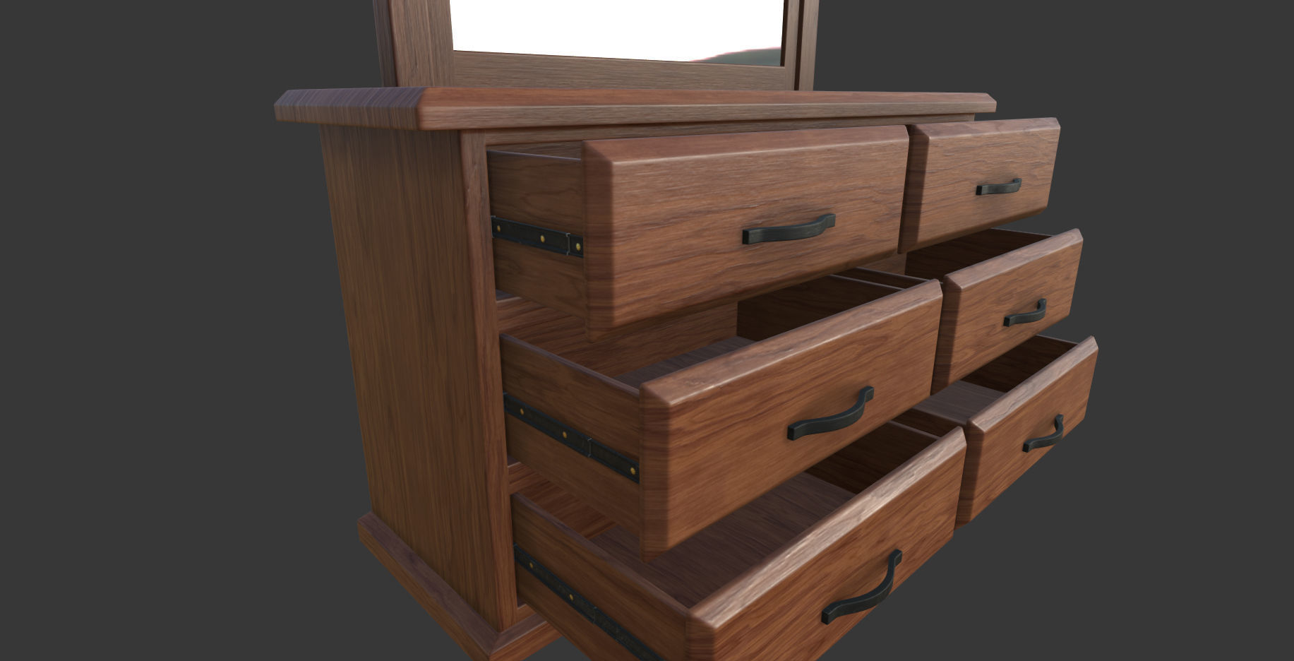 Dressing Table Low-poly 3D model_10