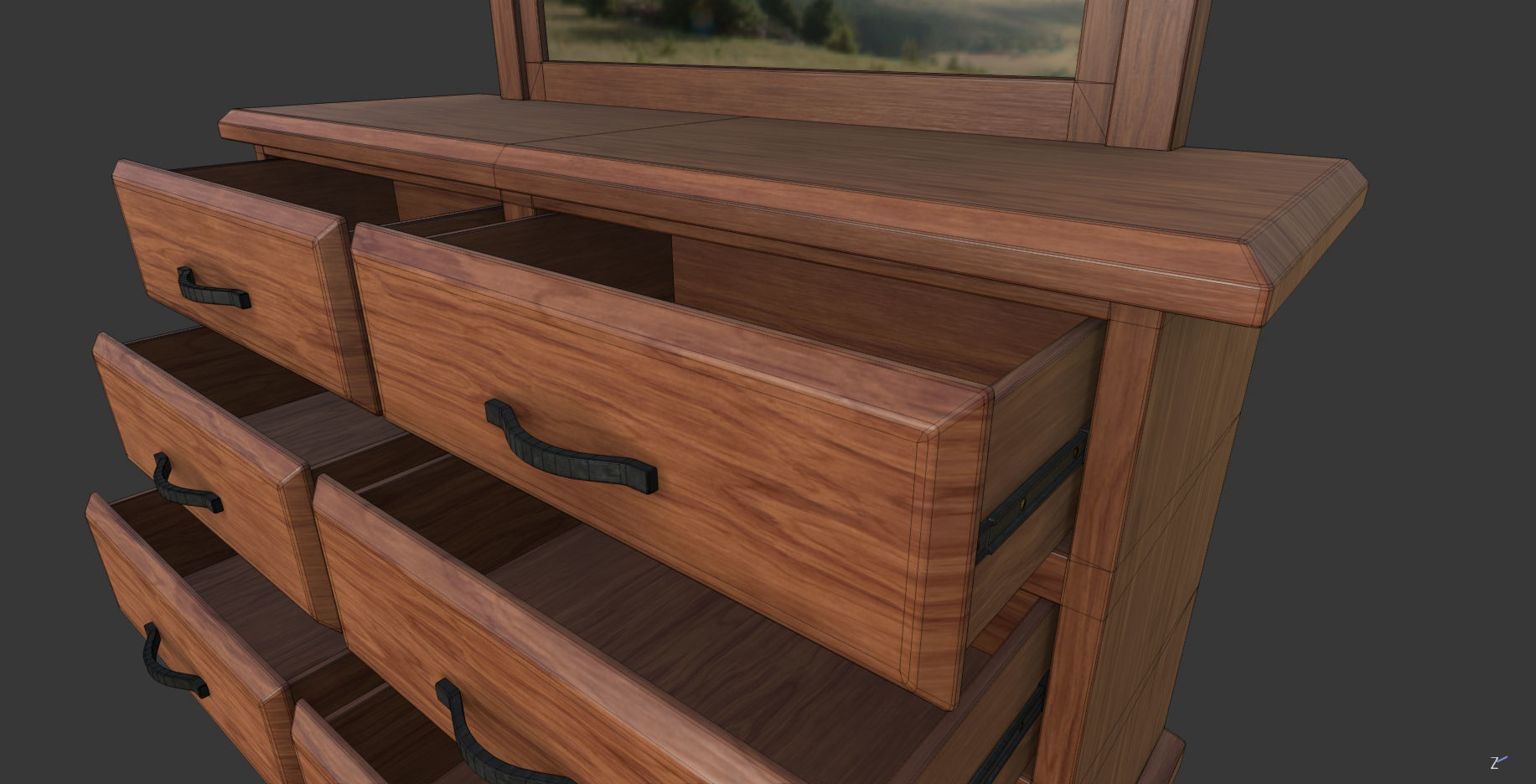 Dressing Table Low-poly 3D model_11