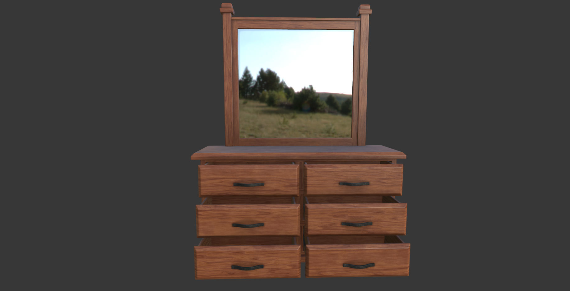 Dressing Table Low-poly 3D model_4