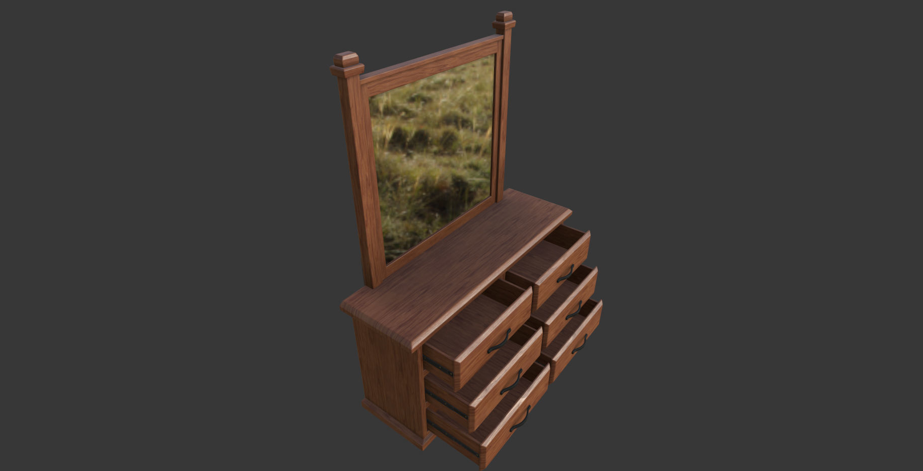 Dressing Table Low-poly 3D model_5