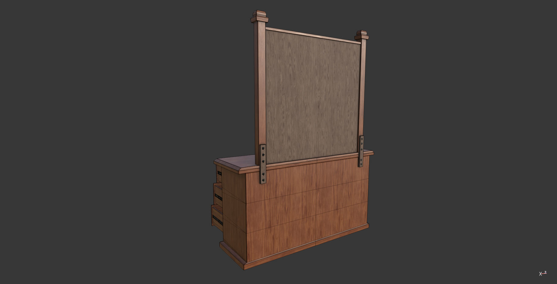 Dressing Table Low-poly 3D model_3