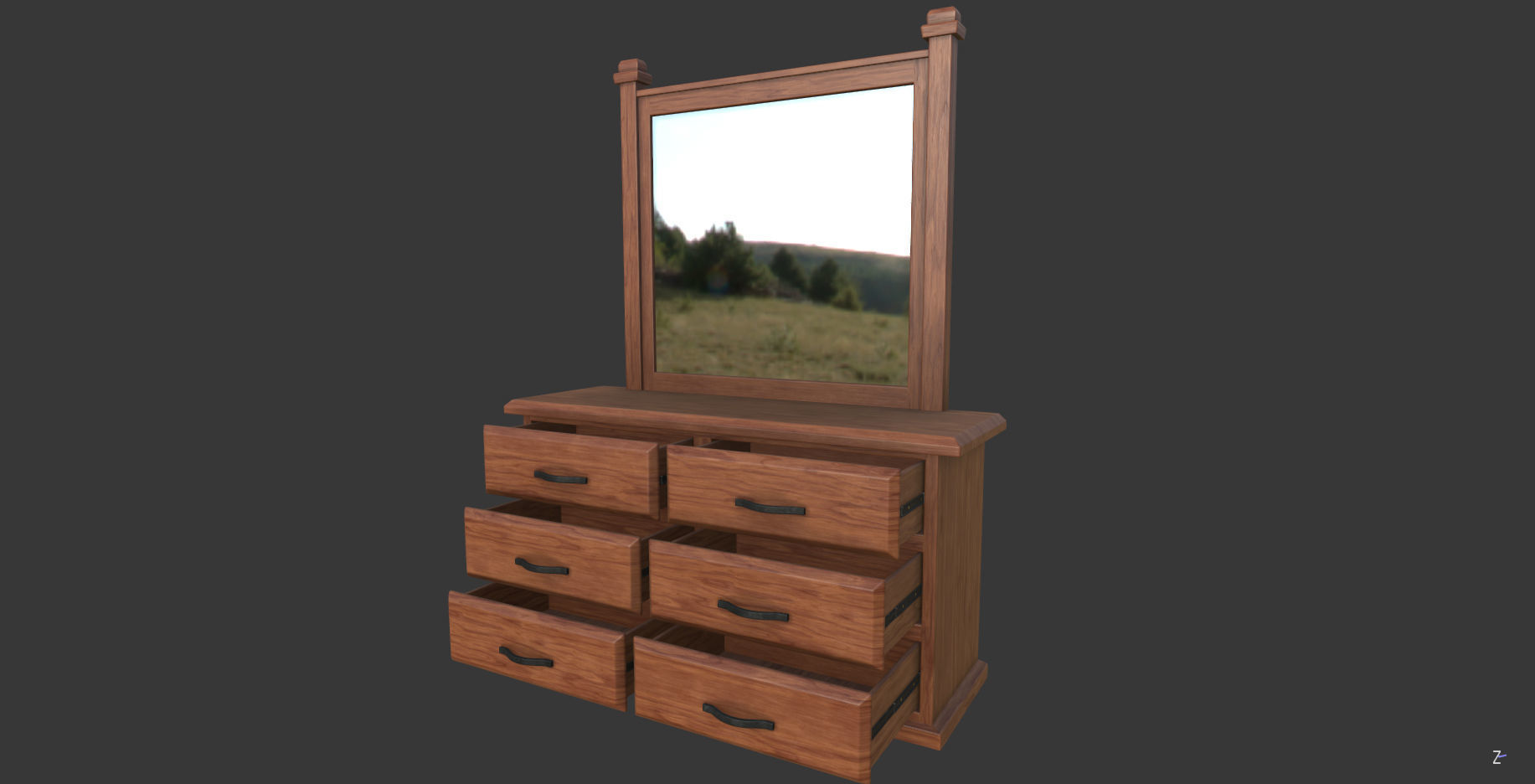 Dressing Table Low-poly 3D model_2