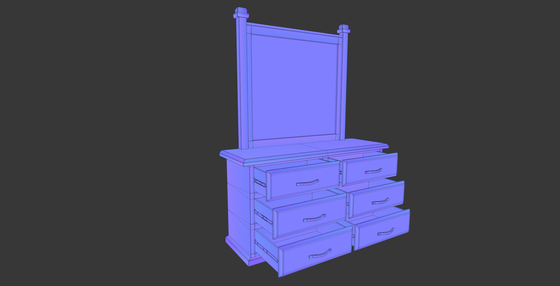 Dressing Table Low-poly 3D model_6
