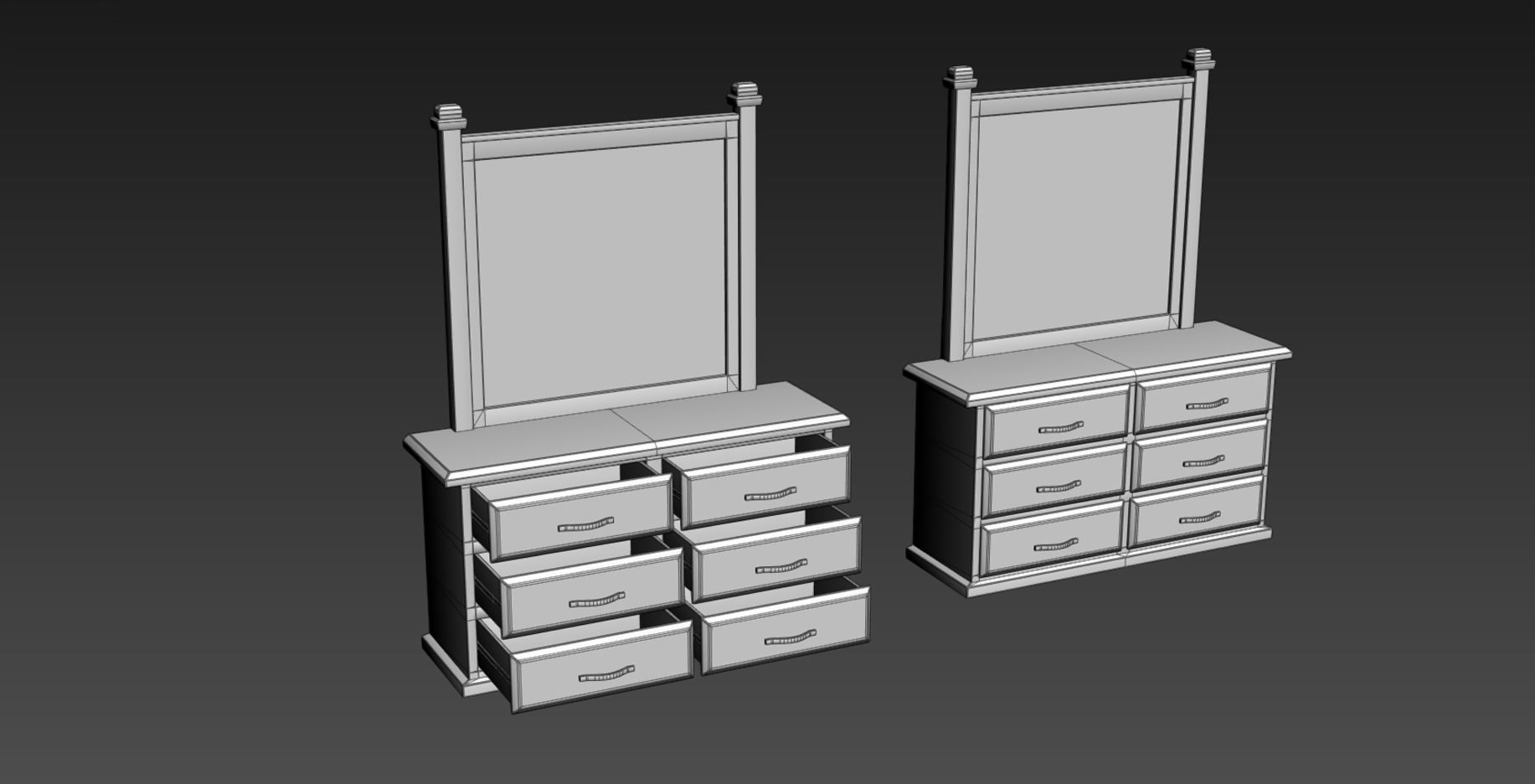 Dressing Table Low-poly 3D model_12