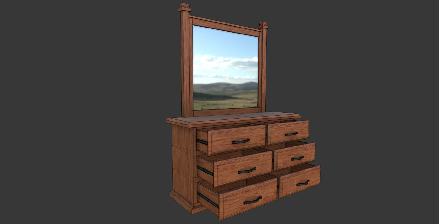 Dressing Table Low-poly 3D model_1