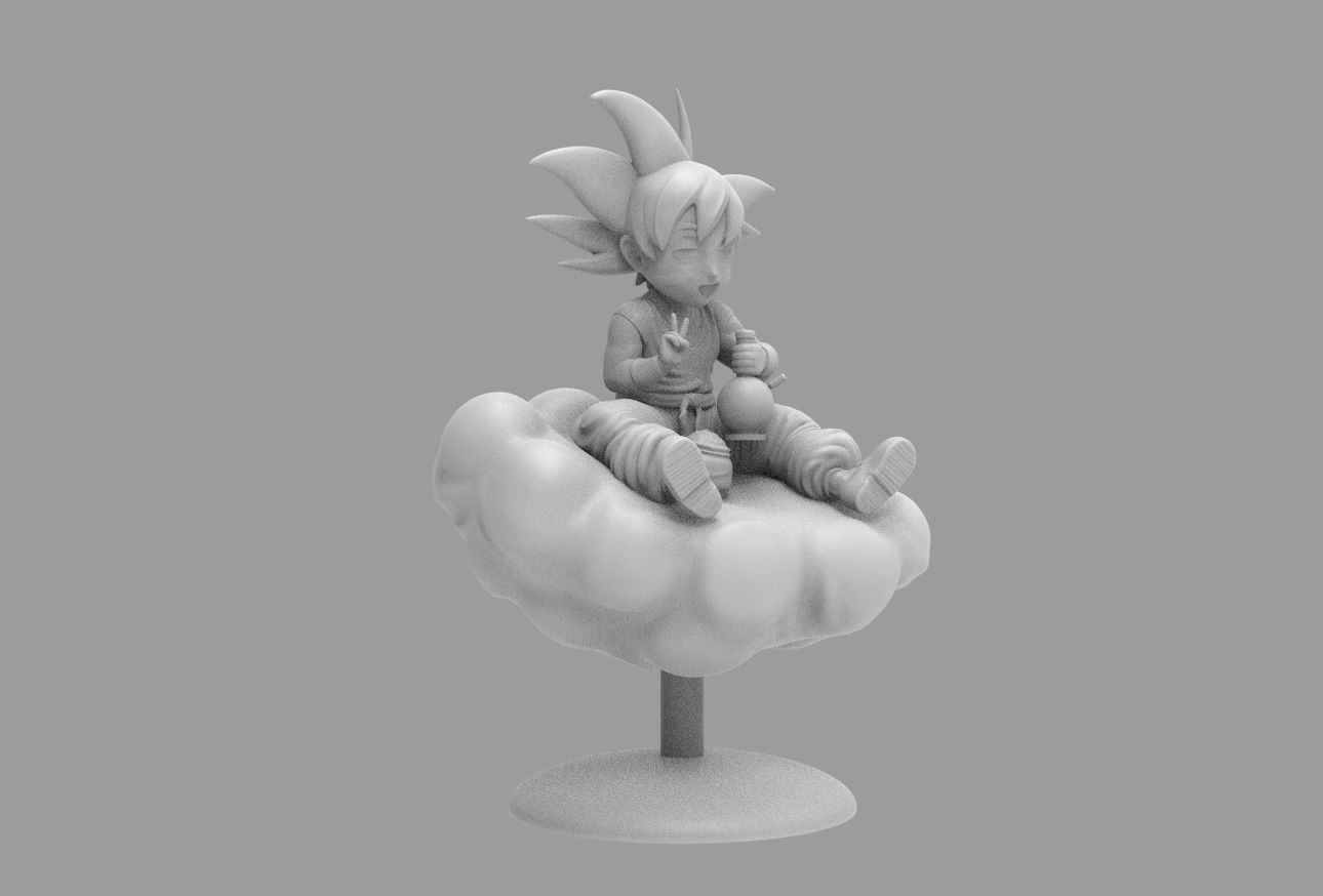 Dragon Ball Kid Goku WIth Bong On Cloud HIGH 3D print model_6
