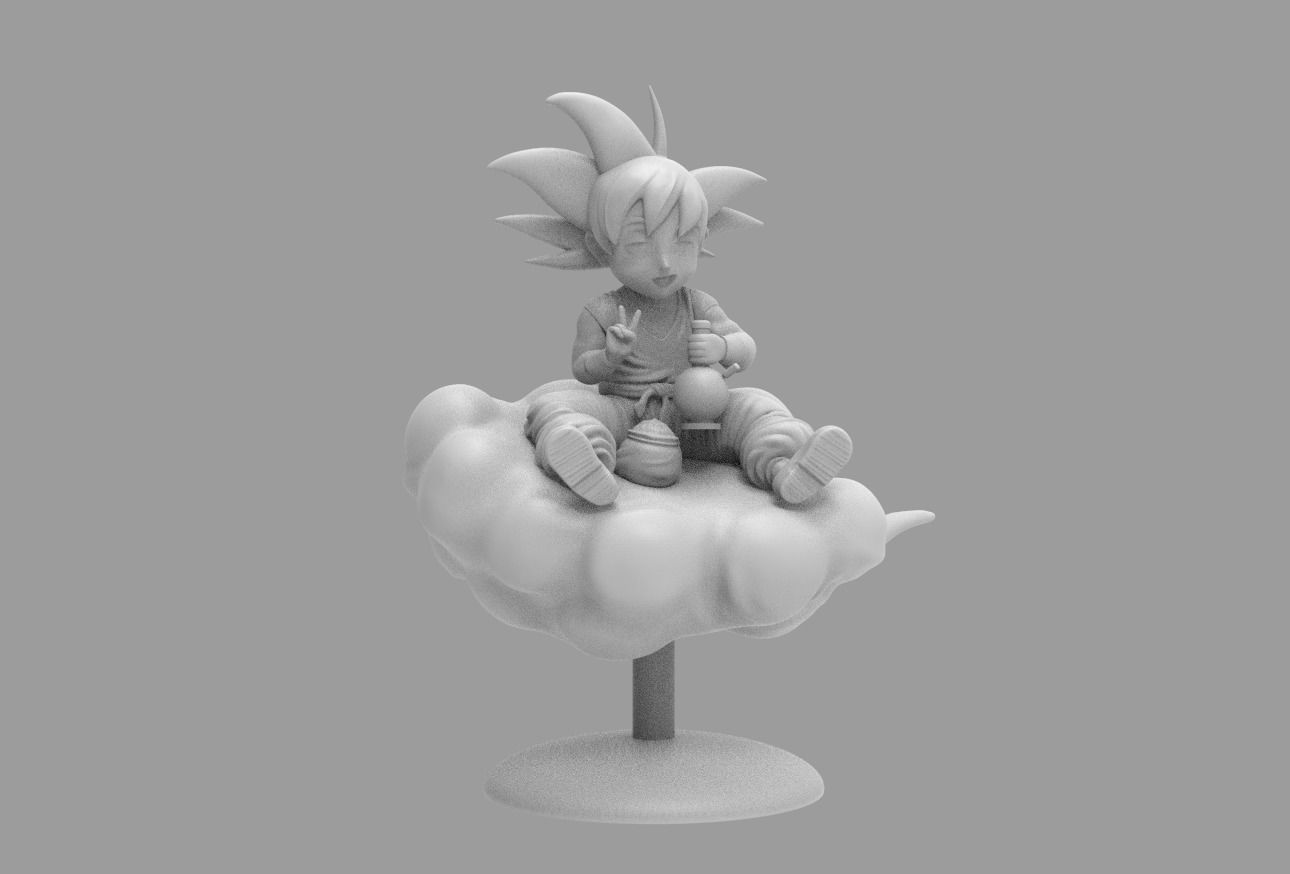 Dragon Ball Kid Goku WIth Bong On Cloud HIGH 3D print model_10