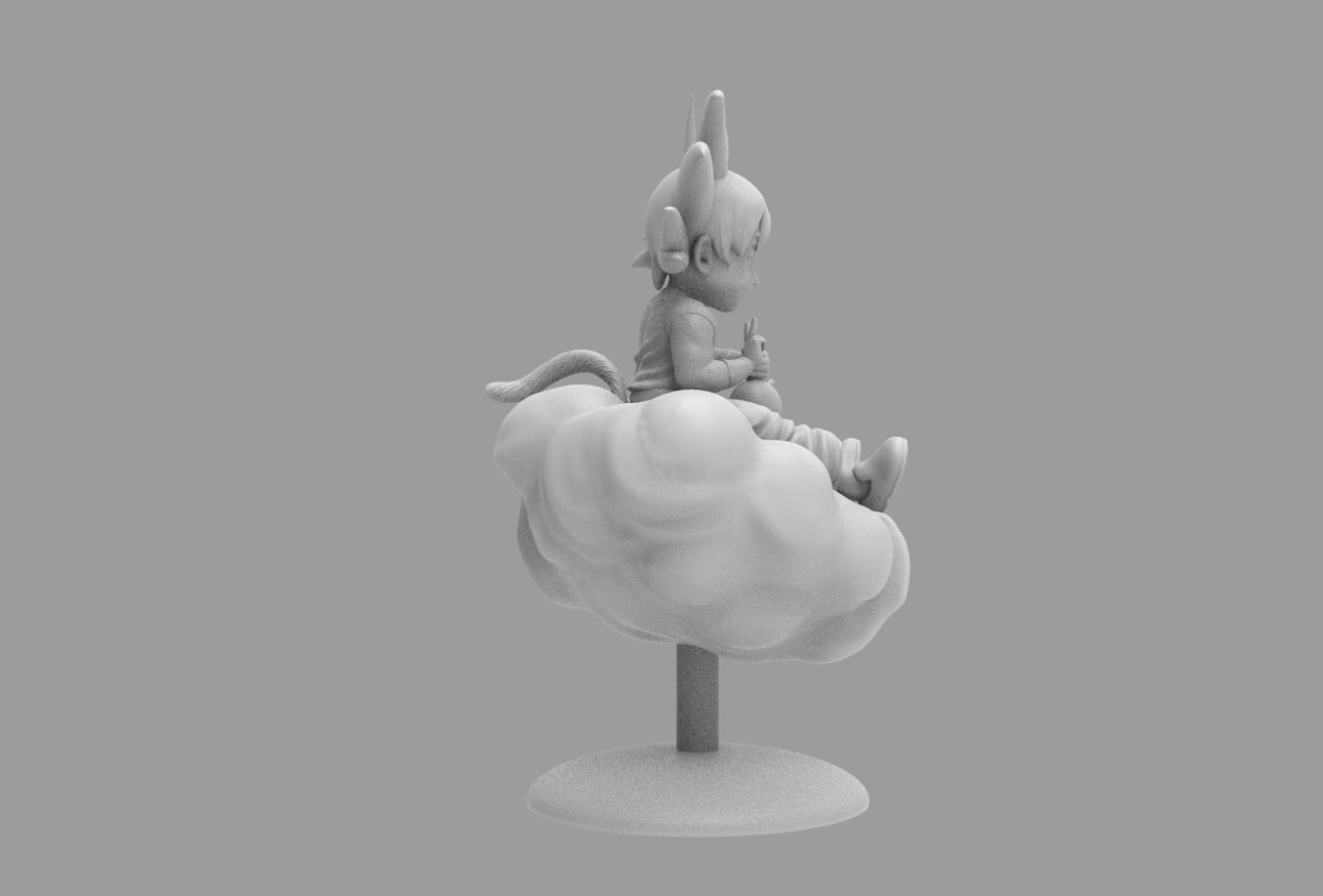 Dragon Ball Kid Goku WIth Bong On Cloud HIGH 3D print model_5