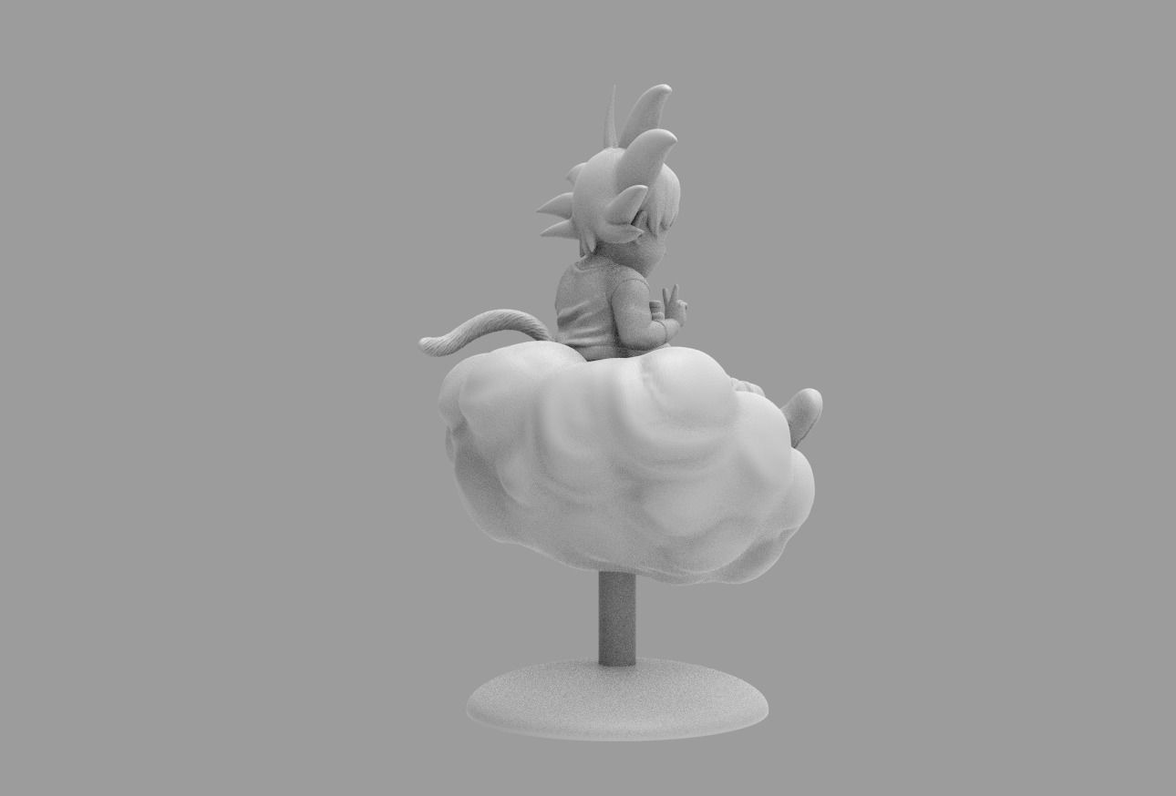 Dragon Ball Kid Goku WIth Bong On Cloud HIGH 3D print model_22