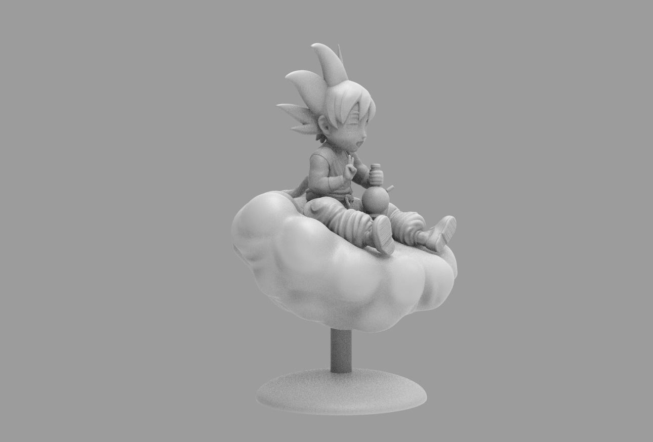 Dragon Ball Kid Goku WIth Bong On Cloud HIGH 3D print model_8