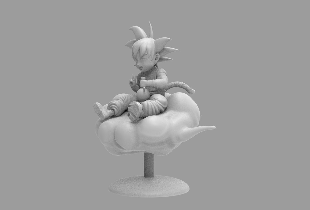 Dragon Ball Kid Goku WIth Bong On Cloud HIGH 3D print model_13