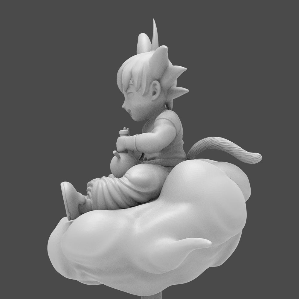 Dragon Ball Kid Goku WIth Bong On Cloud HIGH 3D print model_2