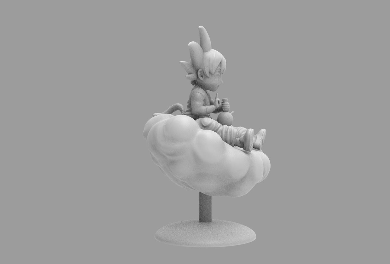 Dragon Ball Kid Goku WIth Bong On Cloud HIGH 3D print model_9
