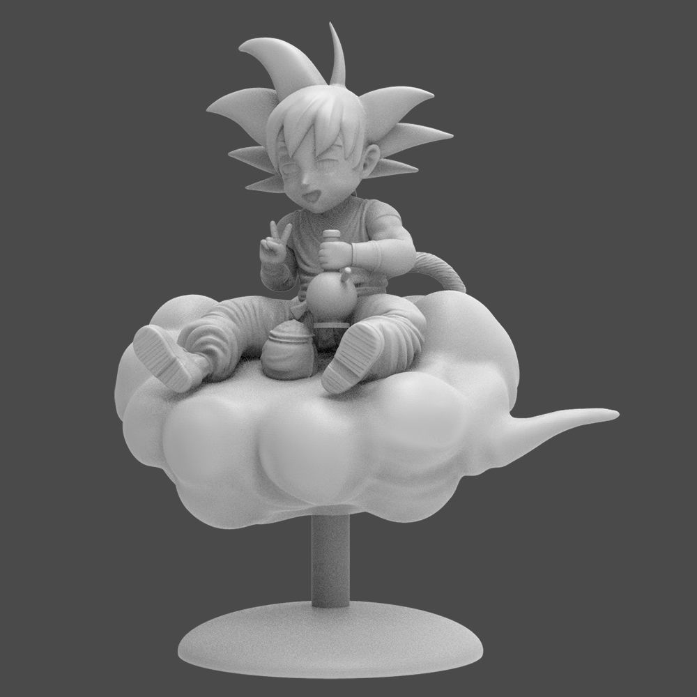 Dragon Ball Kid Goku WIth Bong On Cloud HIGH 3D print model_1